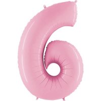 40" Grabo Pastel Pink Number 6 Supershape Balloons
