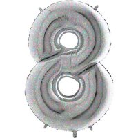 40" Grabo Silver Holographic Number 8 Supershape Balloons