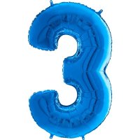 26" Grabo Blue Number 3 Shape Balloons