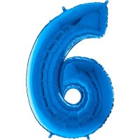 26" Grabo Blue Number 6 Shape Balloons