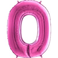 26" Grabo Fuchsia Pink Number 0 Shape Balloons