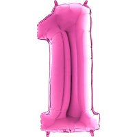 26" Grabo Fuchsia Pink Number 1 Shape Balloons
