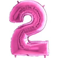 26" Grabo Fuchsia Pink Number 2 Shape Balloons