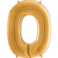 40" Grabo Gold Number 0 Shaped Balloons