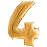 (image for) 26" Grabo Gold Number 4 Shape Balloons
