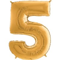 26" Grabo Gold Number 5 Shape Balloons