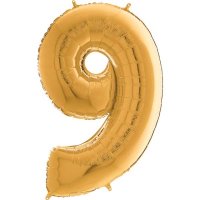 26" Grabo Gold Number 9 Shape Balloons