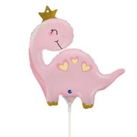 (image for) 14" Pink Dinosaur Mini Air Fill Foil Balloons