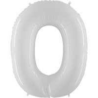 (image for) 40" Grabo Shiny White Number 0 Shape Balloons