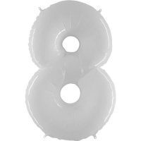 (image for) 40" Grabo Shiny White Number 8 Shape Balloons