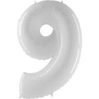 (image for) 40" Grabo Shiny White Number 9 Shape Balloons