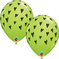 11" Lime Green Prickly Heart Seeds Latex Balloons 25pk
