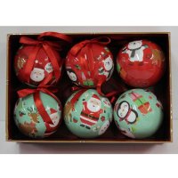 Green And Red Christmas Baubles 6 Pack