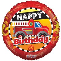 (image for) 18" Happy Birthday Fire Truck Foil Balloons