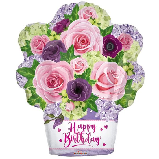 (image for) 18" Birthday Flower Basket Foil Balloons