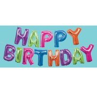 14" Happy Birthday Multi Coloured Letter Balloons Banner Kit