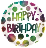 (image for) 18" Happy Birthday Multi Colour Dots Foil Balloons