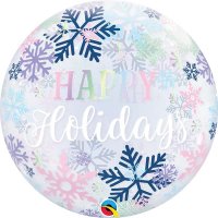 22" 'Happy Holidays' Snowflakes Bubble Balloons
