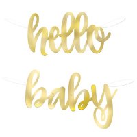 Hello Baby Gold Script Banner