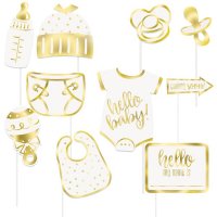 Hello Baby Gold Photo Props 10pc