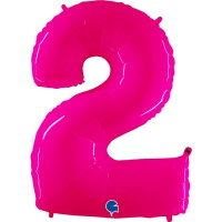 (image for) 40" Grabo Hot Pink Shiny Number 2 Supershape Balloons