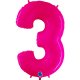 (image for) 40" Grabo Hot Pink Shiny Number 3 Supershape Balloons