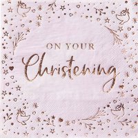 (image for) Pink On Your Christening Lunch Napkins 16pk