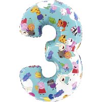 26" Peppa Pig Age 3 Supershape Number Balloons