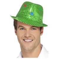 Green Light Up Sequin Trilby Hats