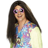 Brown Long Hippy Wigs With Centre Parting