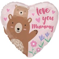 (image for) 18" Mummy Bear Heart Foil Balloon