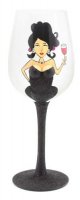 (image for) Black Glitter Lady Wine Glass