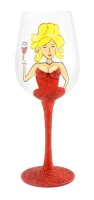 (image for) Red Glitter Lady Wine Glass