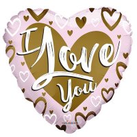 18" I Love You Pink & Gold Foil Balloons