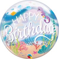 22" Happy Birthday Mermaid Party Single Bubble Balloons