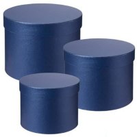 Set Of 3 Hat Boxes - Navy