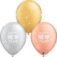 11" New Year Sparkle & Dots Latex Balloons 25pk