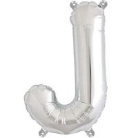 16" J Letter Silver Air Filled Balloon