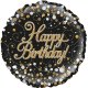 (image for) 18" Sparkling Fizz Birthday Black & Gold Foil Balloons