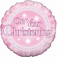 18" Christening Girl Holographic Foil Balloons