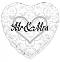 18" Mr And Mrs Heart Shape Foil Balloons