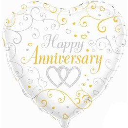 (image for) 18" Happy Anniversary Linked Hearts Foil Balloons