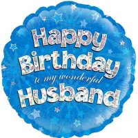 18" Happy Birthday Husband Holographic Foil Balloons