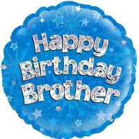 18" Happy Birthday Brother Holographic Balloons