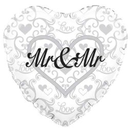 (image for) 18" Mr And Mr Heart Shape Foil Balloons