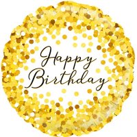(image for) 18" Happy Birthday Gold Sparkle Foil Balloons