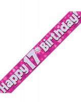 (image for) Happy 17th Birthday Pink Holographic Banner