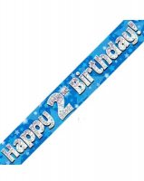 (image for) Happy 2nd Birthday Blue Holographic Banner