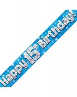 (image for) Happy 15th Birthday Blue Holographic Banner
