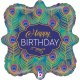 (image for) 18" Glitter Peacock Happy Birthday Holographic Foil Balloons